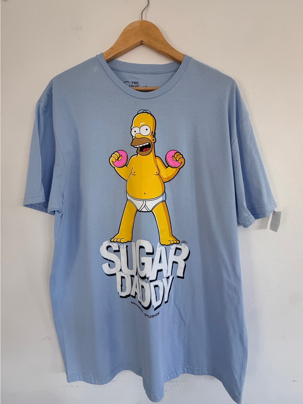 Homer Simpson Sugar Daddy Graphic Tee Light Blue XL NWT